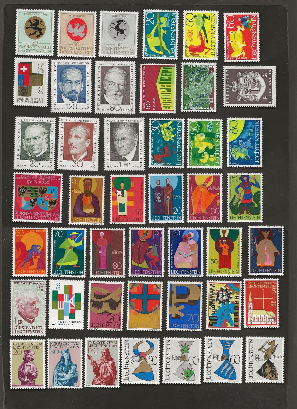 Alle Briefmarken: 131 Marken Liechtenstein postfrisch – Gebraucht aus Au ZH von xelagreb01 2