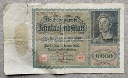 Banknote über 10'000 Reichsmark 1922