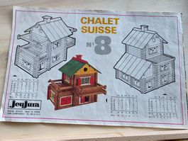 Vintage Holz Spiel Baukasten Chalet Suisse No.8