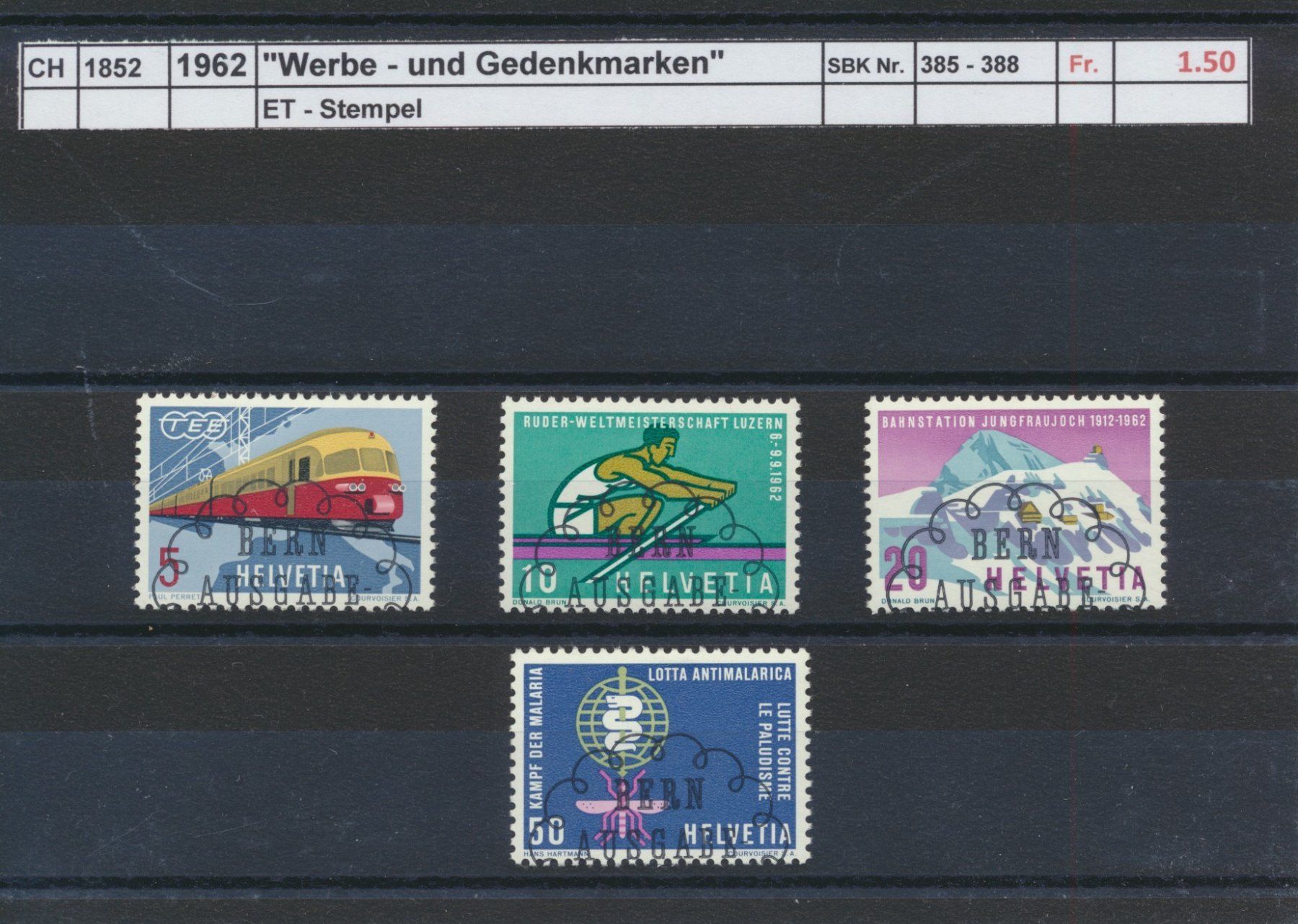 Tutti i francobolli: 1962 "Werbe- und Gedenkmarken", ET - Stempel – Usato da Winterthur venduto da Zupogeru