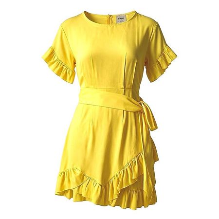 5RUE Yellow Ruffled Tie-Waist Dress