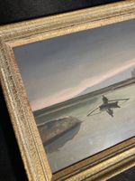 peinture lac barque signée HABERJAHN Gemälde signiert