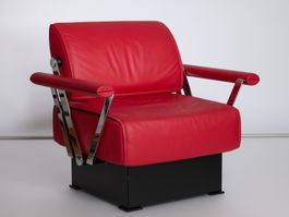 Girsberger 1500 Lounge Sessel Leder Rubinrot De Luxe