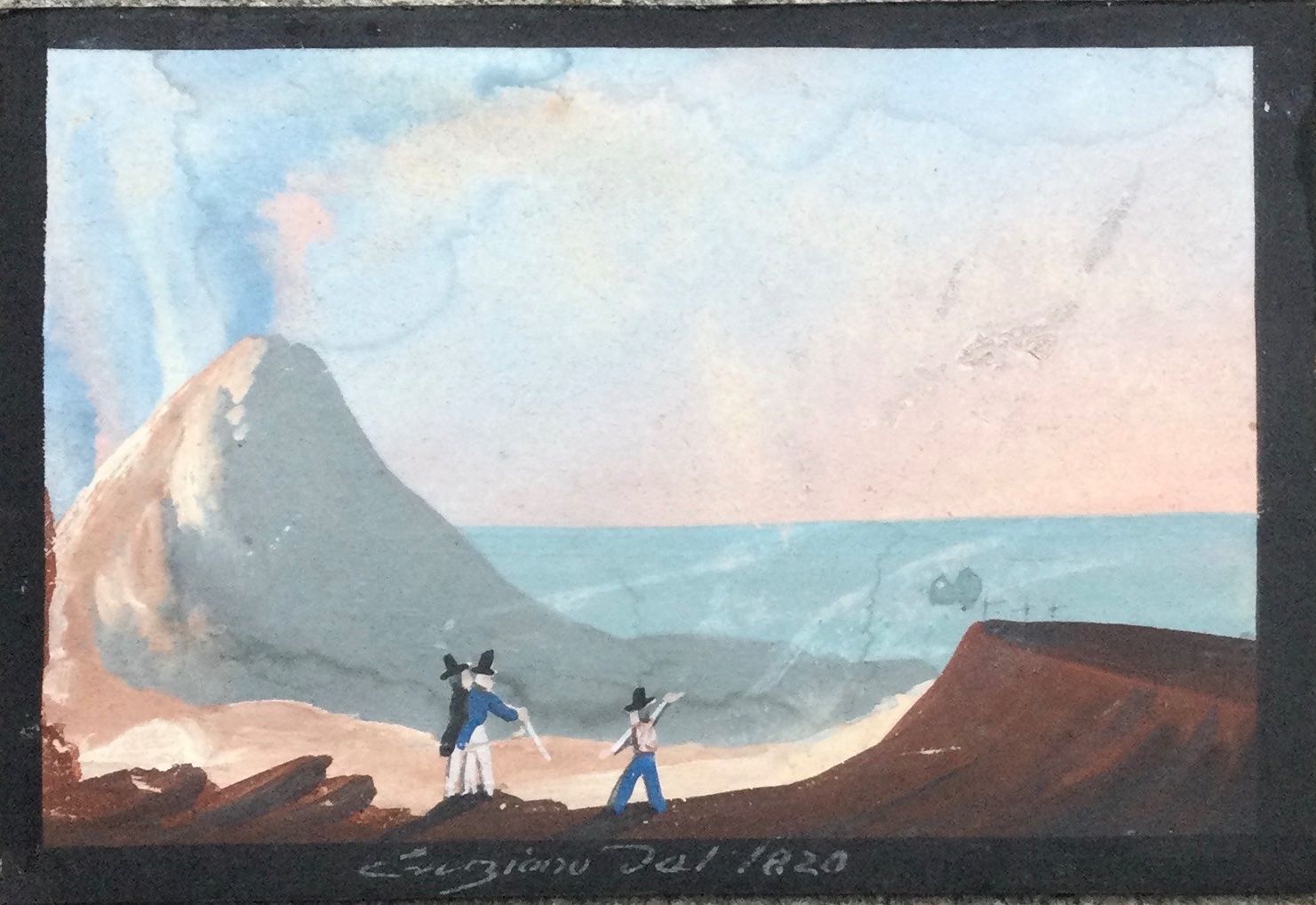Gemälde: Antike Napoli Vulkan Gouache Gemälde – Gebraucht aus Root von  4
