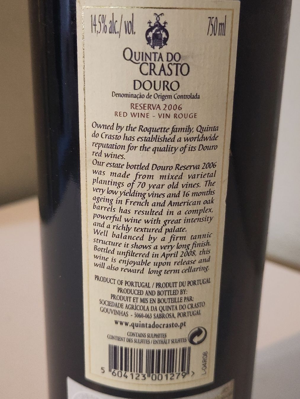 Wein: 1 FL. "Quinta do Crasto" Douro DOC 2016 – Neu (gemäss Beschreibung) aus Basel von Morgenmuffel 2