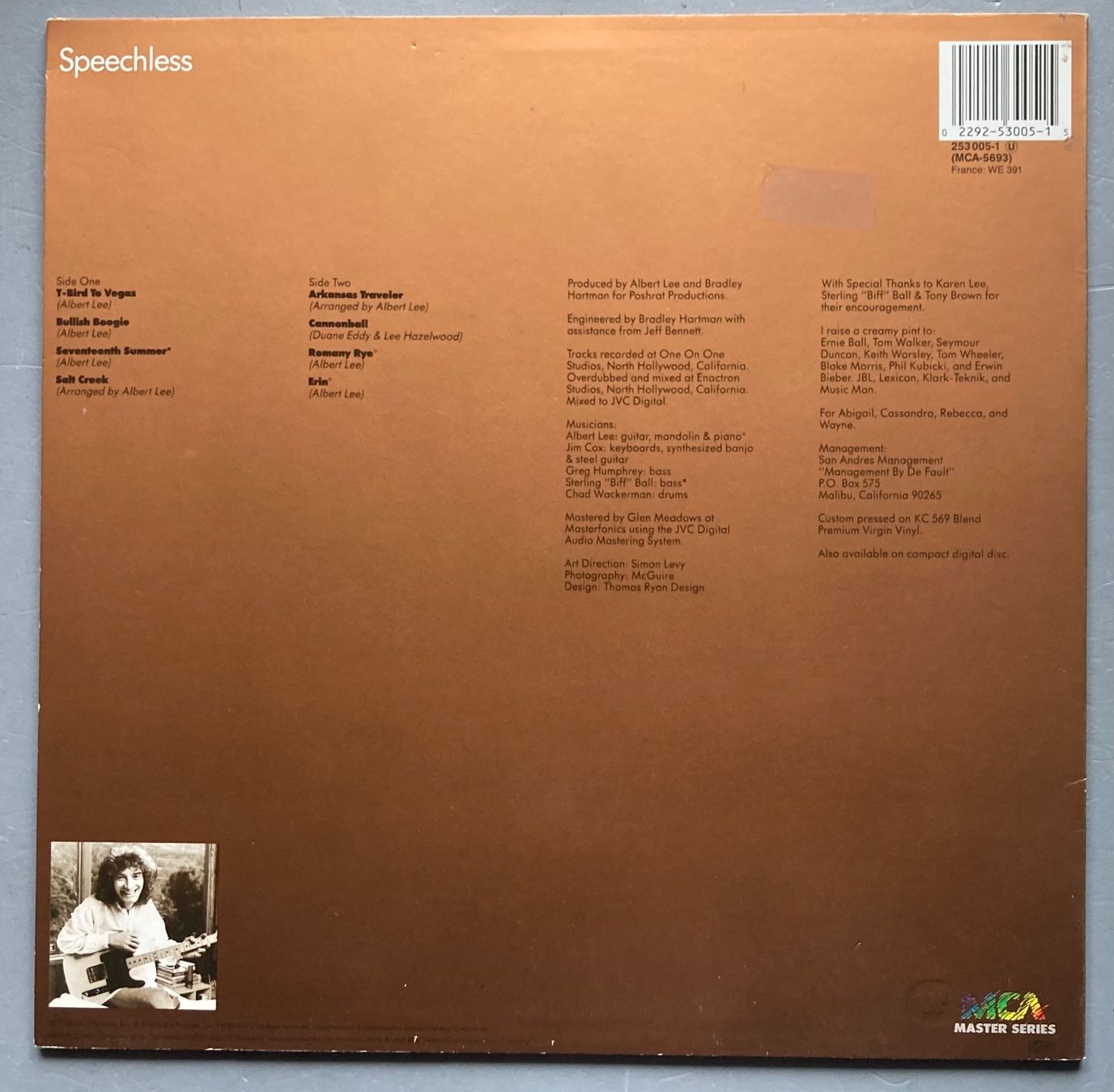 Vinyles: ALBERT LEE - SPEECHLESS – D'occasion à Poliez-Pittet par Newtown-Records 1