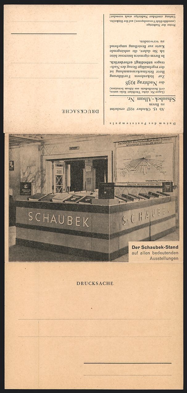 Cartoline postali: Klapp-AK Schaubek-Stand auf einer Ausste – Usato da Berlin venduto da bartko-reher