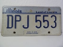 USA Nummernschild Autonummer License Plate ILLINOIS DPJ 553