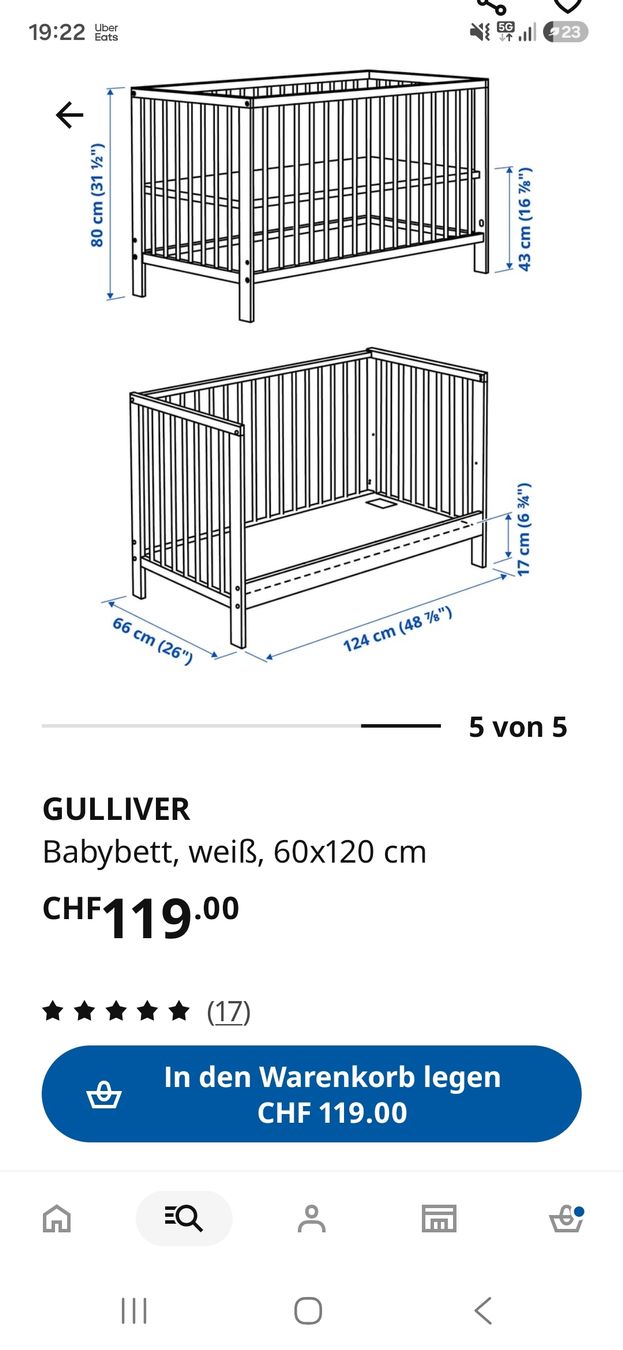 Betten: Babybett Ikea – Gebraucht aus Volketswil von c_k-m 2