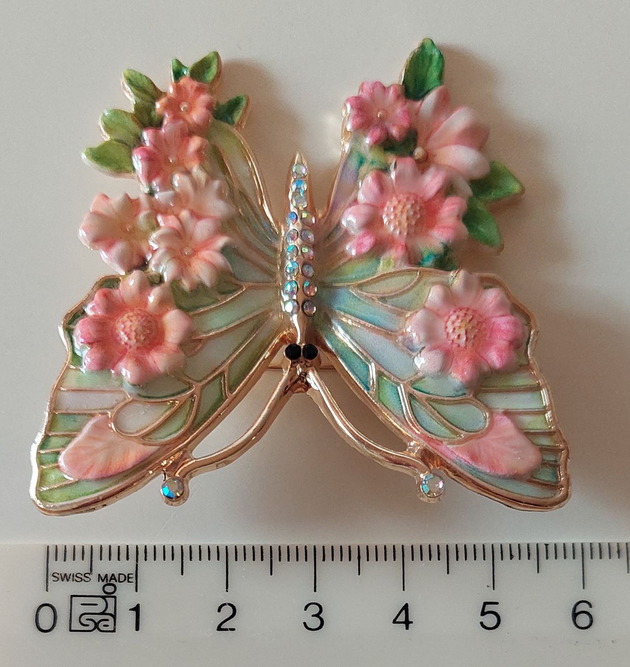Spille & Fermagli: Wunderschöne Vintage Brosche, Schmetterling mit Blumen – Usato da Oberwil BL venduto da Hunajakakku 8