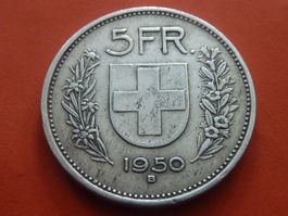 5 Fr.  1950  Auflage 0,48 Mio. Prägungen  -  ungereinigt  -