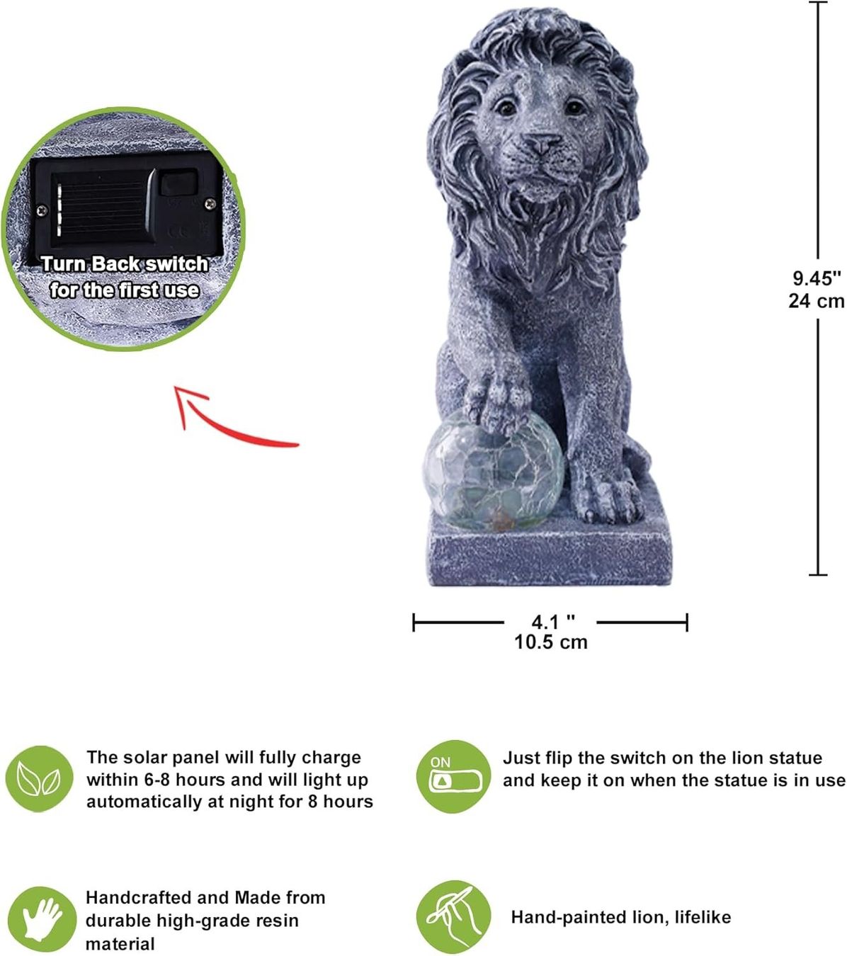 Tutte le decorazioni: Löwen Figur mit Solarlampen Kugel – Nuovo e nell'imballaggio originale da Nuglar venduto da SaleRitter 1