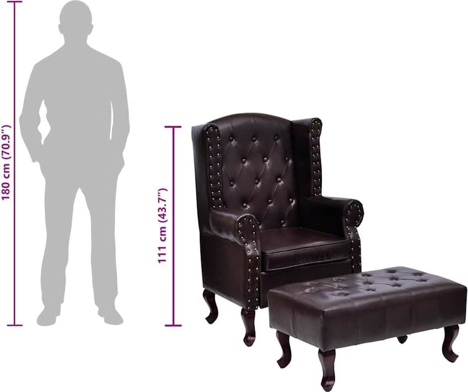 Sessel: Chesterfield Sessel mit Hocker dunkelbraun Lederoptik – Gebraucht aus Opfikon von hetipeti 4