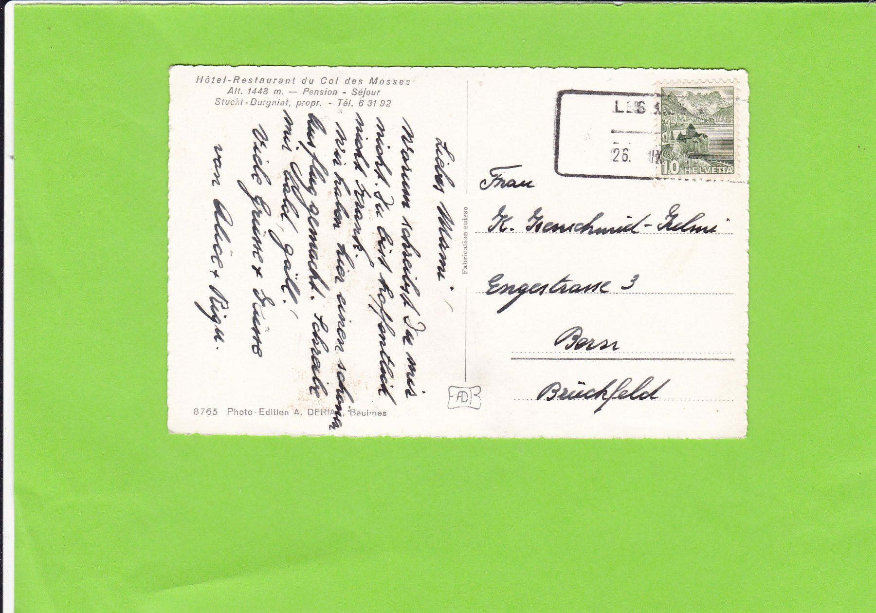 Cartoline postali: Col des Mosses – Usato da St. Peterzell venduto da neckertal 1