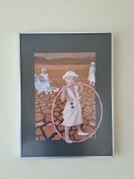 Tableau enfant, collage fait main dans cadre en aliminium