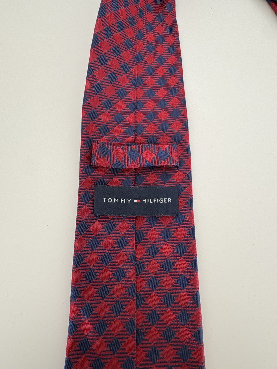 Tommy Hilfiger Krawatten: Tommy Hilfiger Necktie Red Blue Check Silk Blend 100% – Gebraucht aus Obbürgen von cla_x9h6