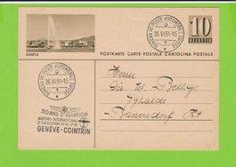 BPK Nr. 182 / 0139  -  Genf mit Stempel 50 Jahre Flugmeeting