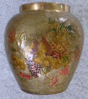 ANTIKE -CLOISONNÉ  VASE,-12 x 11 CM, MESSING