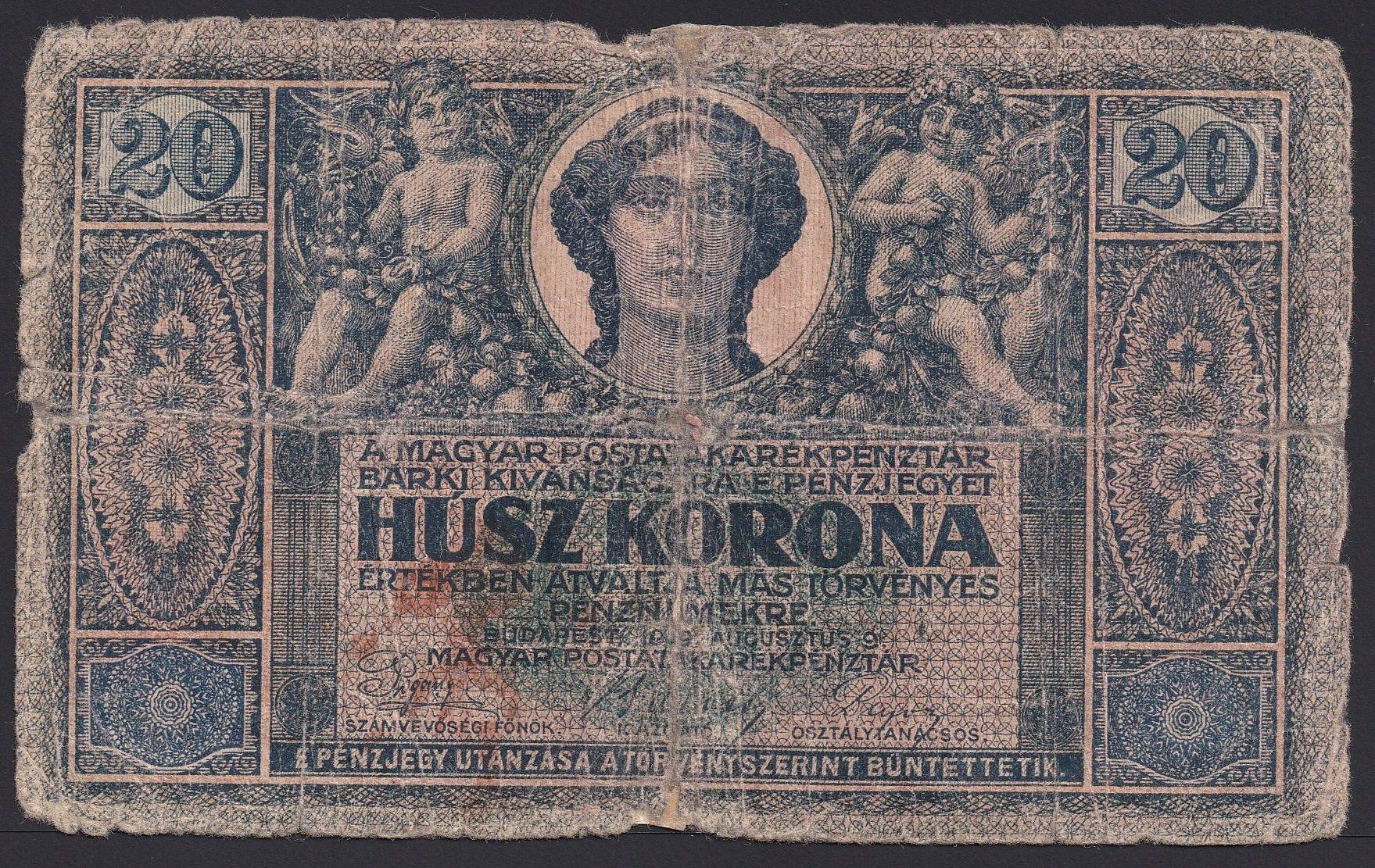 Banknoten: Ungarn 20 Korona 1919 – Gebraucht aus Brugg AG von banknoten_muesli