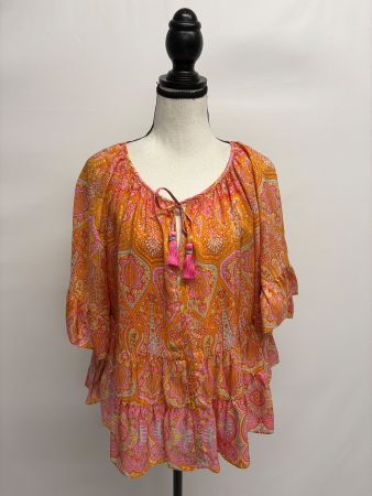 Calypso St. Barth Boho Bluse Orange Paisley Gr. S gross