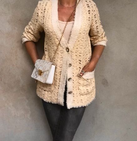 Zara Cardigan im Boucle Stil, Glitzer Knöpfe