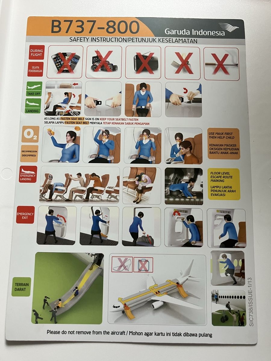 Dokumente: Garuda Indonesia 737 Safety Card – Gebraucht aus Zürich von Classic_Collection_Zurich 1