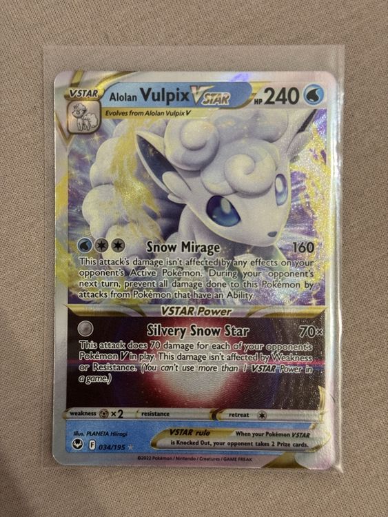 Pokémon TCG Alolan Vulpix VSTAR Rainbow Silver Tempest 197/195
