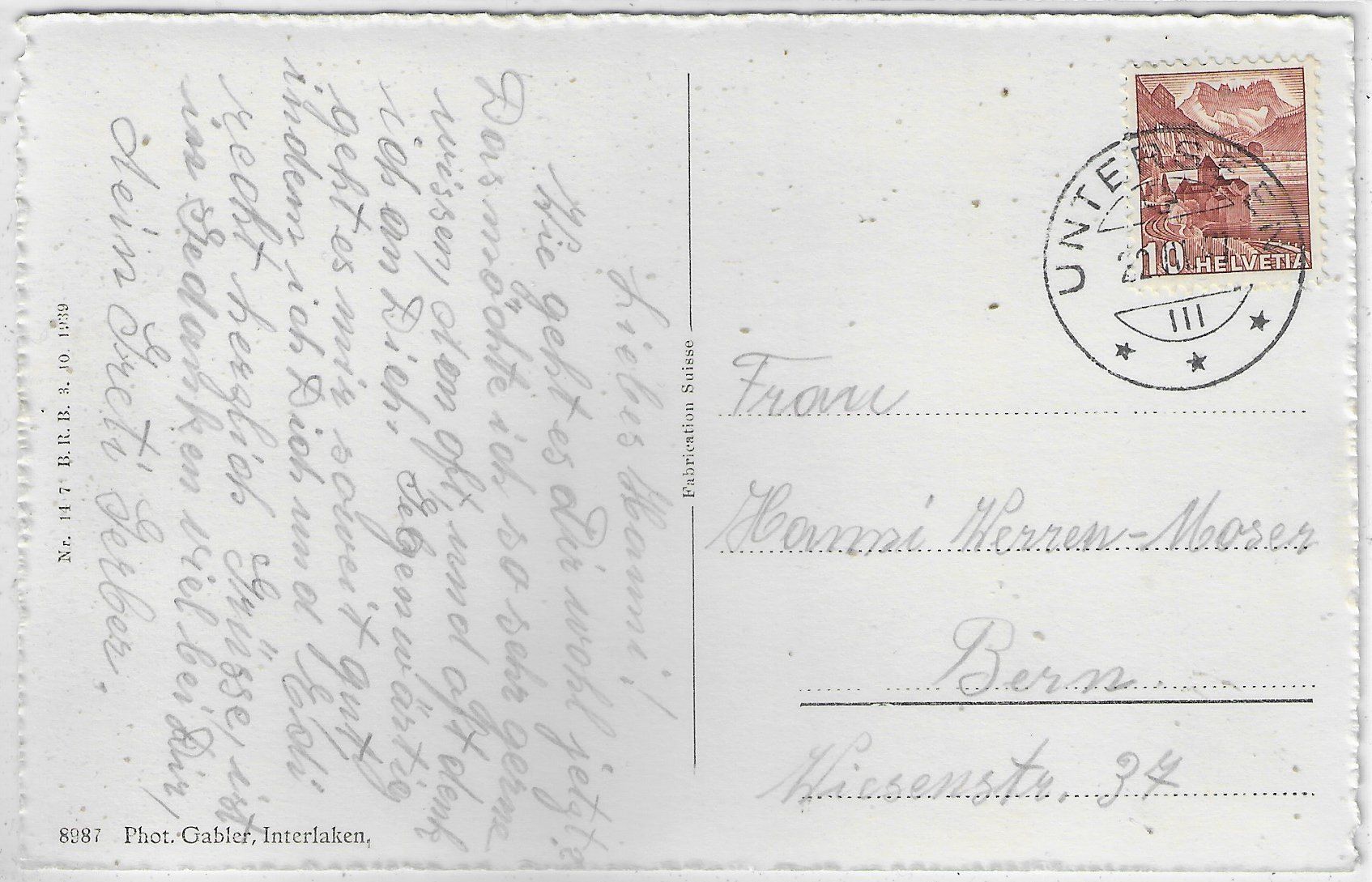 Cartoline postali: Interlaken - Bezirksspital – Usato da Ettingen venduto da Kartenplanet 1