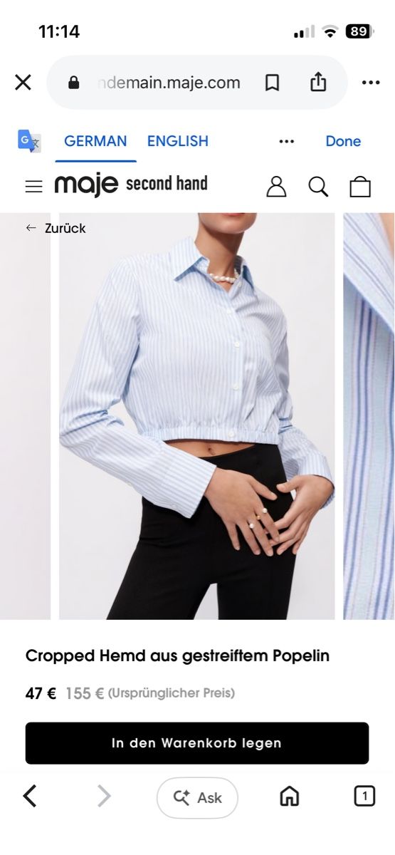 Maje Chemisiers: Maje cropped button-down shirt – Neuf (Voir description) à Lausanne par NoraPlethora 7