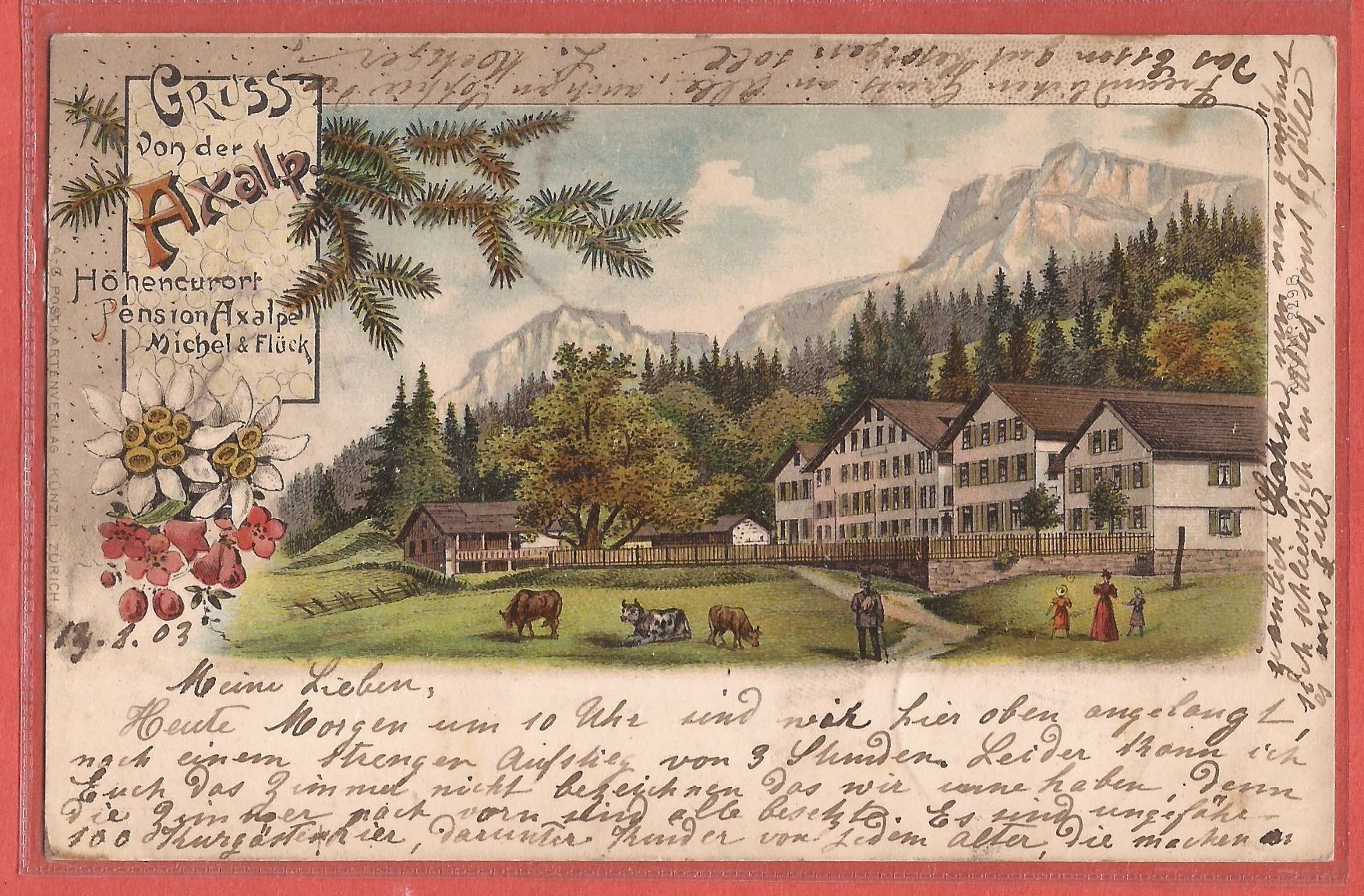 Cartoline postali: Axalp bei Brienz - Litho 1903 – Usato da Fislisbach venduto da Porano