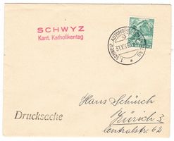 Lettre de SCHWYZ BPA A195 pour Zürich le 31.VII.38