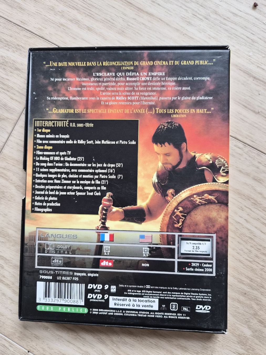 Alle DVDs: DVD Gladiator Ridley Scott Édition 2 disques français – Gebraucht aus La Joux FR von car_ck96 2