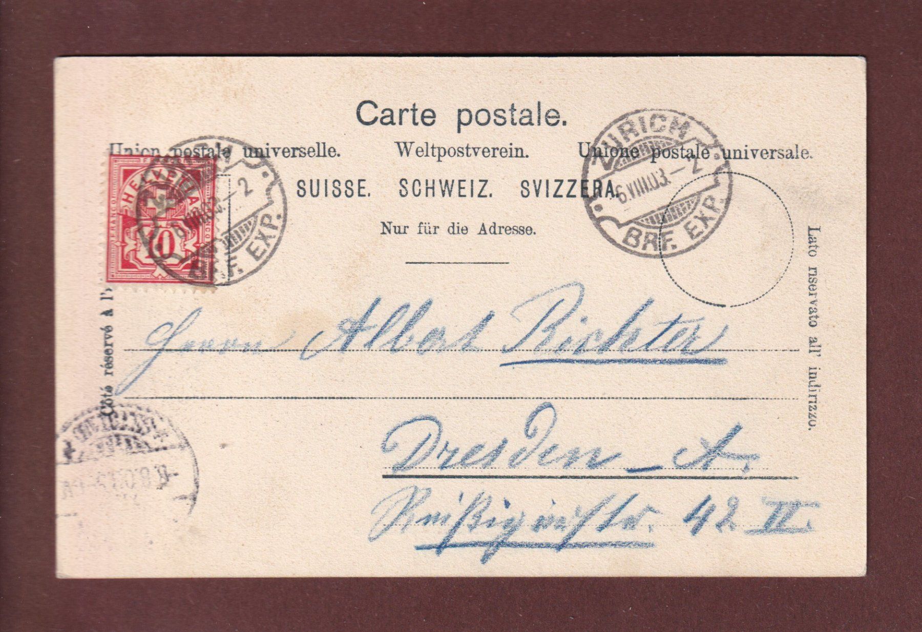 Cartoline postali: ZÜRICHSEE - 1903 – Usato da Pully venduto da nicecards 1