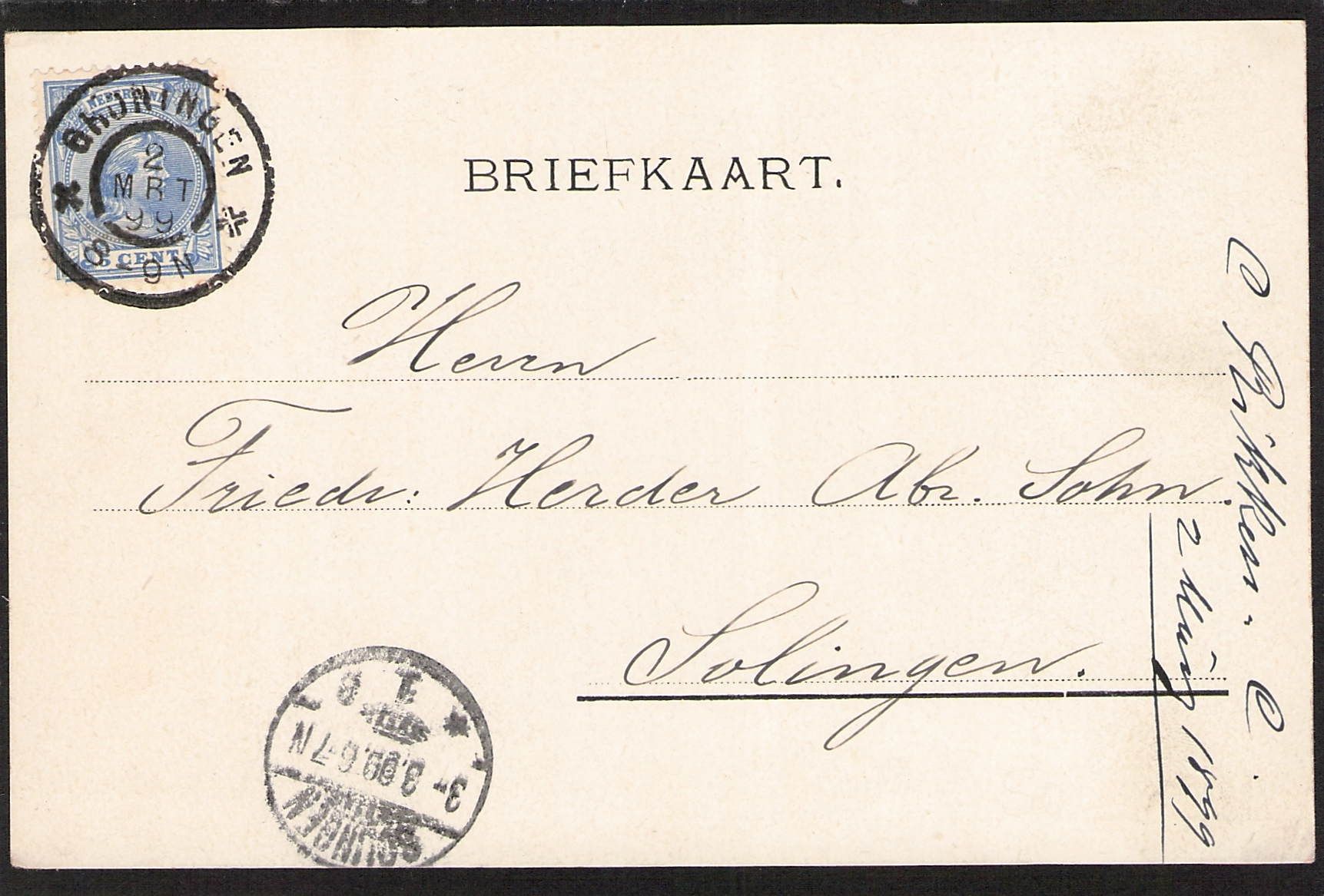 Cartes postales: AK Interlaken , gel 1899 nach Solingen – D'occasion à Reichenburg par Pipo-67 1