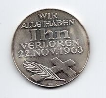 (1491) Kennedy 1963, grosse Silbermedaille, Reinsilber Ø39mm
