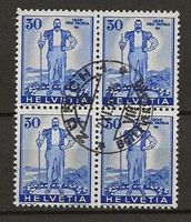1936 Pro Patria  30 Rp. Viererblock gestempelt