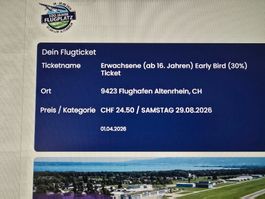 2 Ticket 100 Jahre Altenrhein Patrouille Suisse 29.8.2026