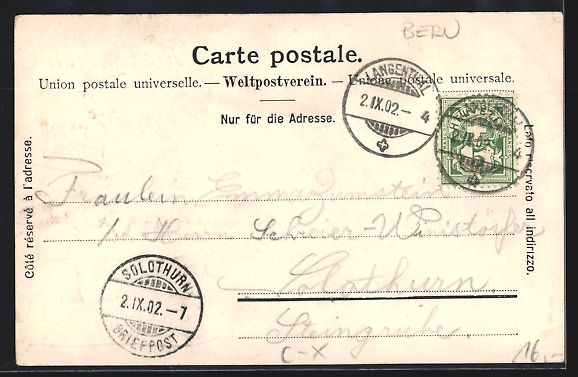 Ansichtskarten: Langenthal, Bahnhofquartier mit Villen – Gebraucht aus Berlin von bartko-reher 1
