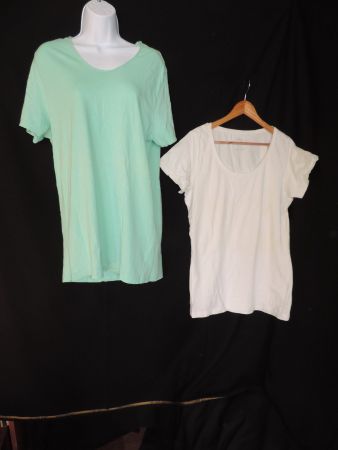 lot de 2 t-shirts blanc et turquoise
