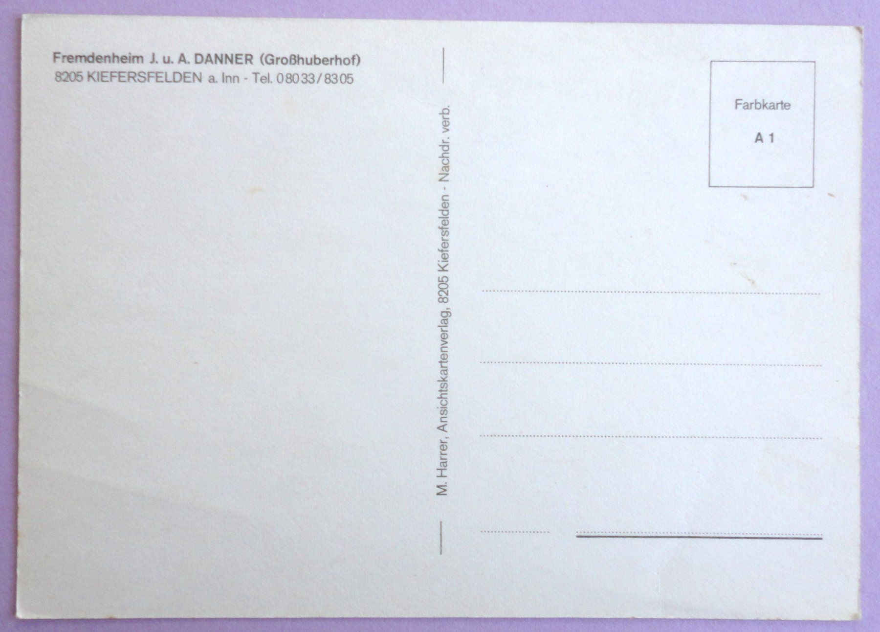 Cartes postales: Fremdenheim J. u. A. Danner, Kiefersfelden – D'occasion à Fétigny par Billy2miny 1