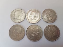 6 Stk. 2 DM Deutsche Mark Münze 1965-1990