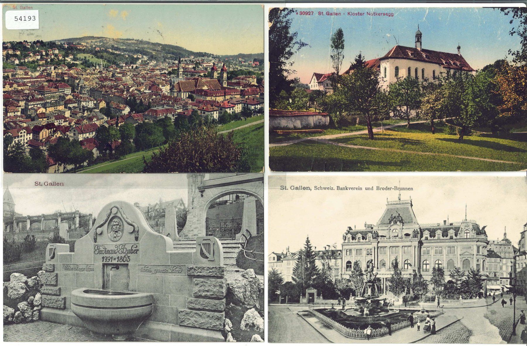 Cartoline postali: 4 AK - St. Gallen – Usato da Ettingen venduto da Kartenplanet