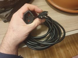 Verlängerungskabel 5m T13 schwarz 3x1mm Stromkabel