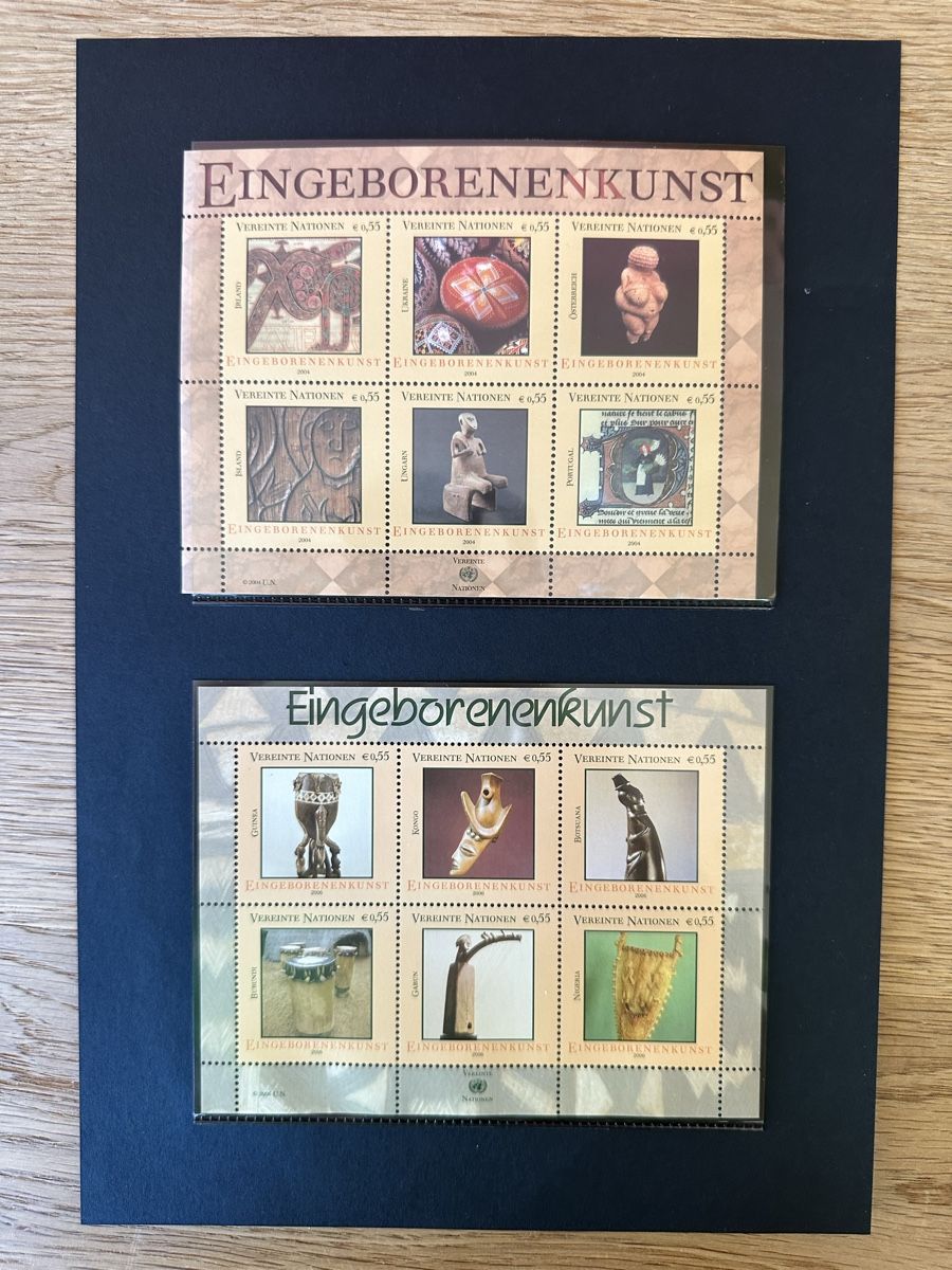 Tutti i francobolli: Nations Unies - Eingeborenen Kunst 3x Kleinbogen postfrisch  – Usato da Schmitten / FR venduto da Samsara169 1