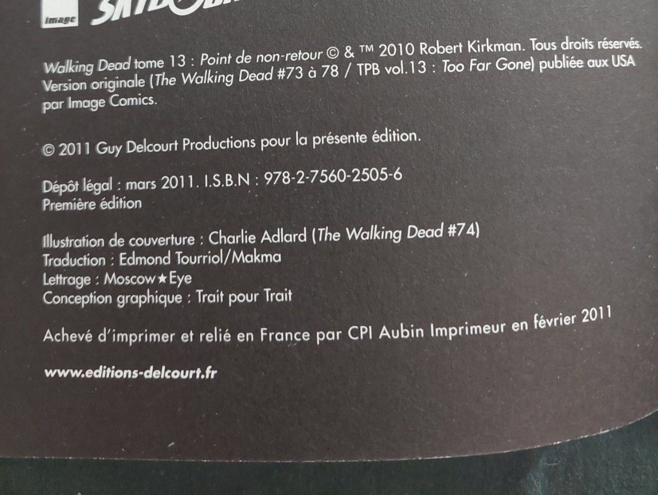 Fumetti: Walking Dead T.13 Point de Non-Retour EO 2011 TBE – Usato da Genève venduto da Blu_BD 2