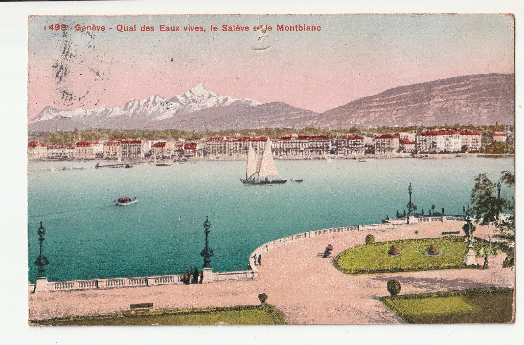 Cartoline postali: Alte Ansichtskarte Genf Quai des Eaux-Vives, Montblanc – Usato da Rheineck venduto da rhynegg