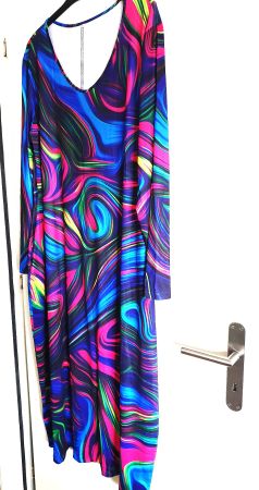 Buntes knöchellanges Sommerkleid Gr. 50/52, lange Armel, NEU