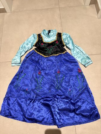 Anna Costume Dress Frozen Size 130 Blue Black Pattern