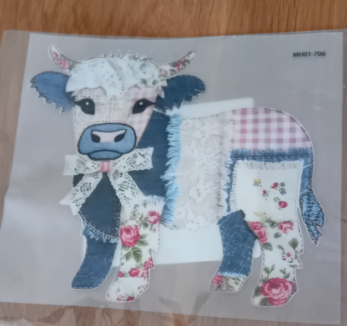 Toppe: Applikation/Bügelbild,Kuh Patchwork – Nuovo e nell'imballaggio originale da Burgdorf venduto da carodesign1