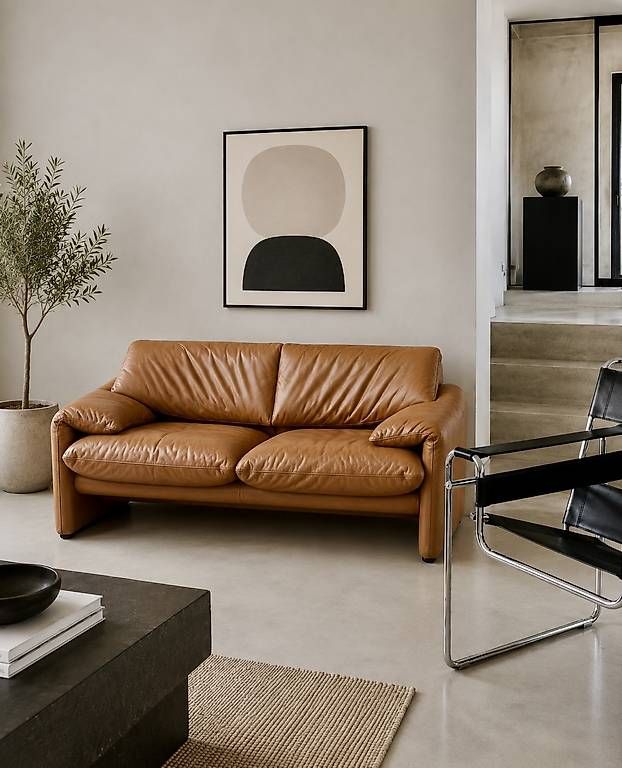 Cassina Divani: Cassina Maralunga cuir et pouf – Usato da Carouge GE venduto da polymagoo 1